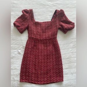Pink Lily Red Tweed Mini Dress